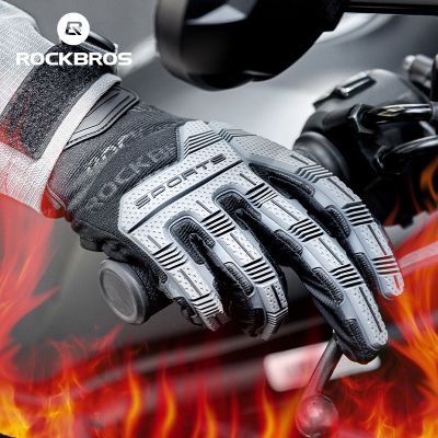 ROCKBROS Bike Gloves Tactical SBR Thickened Pad Cycling Gloves Shockproof Motorcycle GEL Gloves Winter Warm Full Finger Gloves