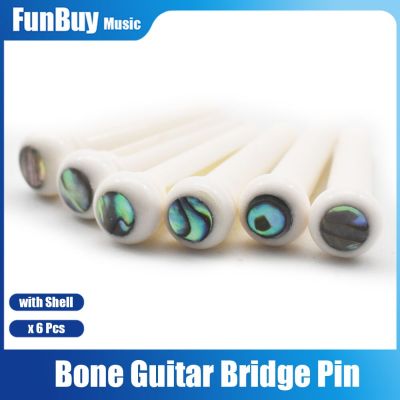 ‘【；】 6Pcs Bone Guitar Bridge Pins String Pin For Acoustic Guitar With Abalone Shell Inlay Guitar Accessories