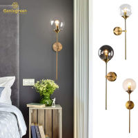 Modern Led Glass Ball Wall Lamp Sconce Fixture E14 E27 Gold Arm Bedside Lamp Living Room Light Decor Hallway Lighting Luminaire