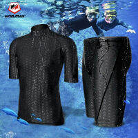 Winmax ผู้ชายแขนสั้น Sharkskin ชุดว่ายน้ำชุดเสื้อว่ายน้ำ + กางเกงขาสั้น Surfing Diving Beach Quick-Drying Men ชุดว่ายน้ำ