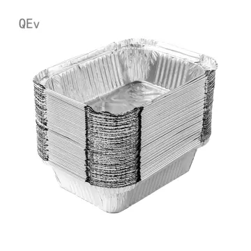 50pcs Rectangular Tinfoil Tray BBQ Special Thickened Bowl Takeaway Baking  Disposable Aluminum Foil Packaging Box Kitchen Tools