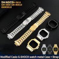 ☽♤รัดรูปสแตนเลสสำหรับ Casio G-SHOCK สายเคสฝาโลหะสำหรับ DW5600 GW-M5610 GW-B5600สายนาฬิกาสไตล์เท่ๆที่ดัดแปลง GWM5610