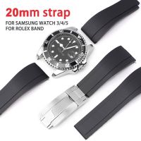 Luxury Silicone 20mm Strap for Samsung Watch 4 5 40mm 44mm Galaxy Watch6 Classic 42/46mm for Rolex Watch Band Universal Bracelet