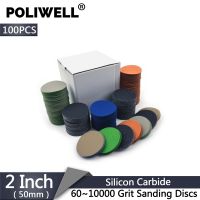 POLIWELL 100PCS 2 Inch 50mm 60-10000 Grit Flocking Sanding Discs Wet and Dry Waterproof Sandpaper Car Headlight Sanding Paper Power Sanders