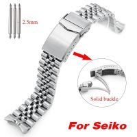 22mm Jubilee Curved End Watchband for Seiko Water Ghost 316L Stainless Steel Strap Solid Deployment Metal Buckle 2.5mm Link Pin