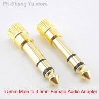 1/2pcs 6.5mm to 3.5mm Male to Female Headphone Stereo Audio Jack Plus Adapter 6.5 3.5 Converter Gold Music MP3 H10