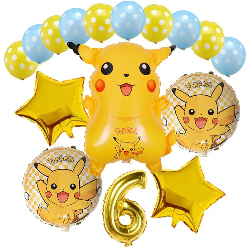 16pcs Pokemon Pikachu theme Balloon Birthday Party Decoration Set Cartoon  Animal Pocket Elf Aluminum Film Balloon Birthday Gifts | Lazada PH