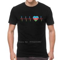 Azerbaijani Heartbeat I Love Azerbaijan Country Flag Heart Family T-Shirt Men T Shirts Short Sleeve Pride Tshirts Cotton Tee Top