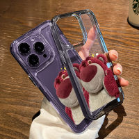 เคสโทรศัพท์ซิลิโคน TPU ใส แบบนิ่ม ลายหมีสีชมพู กันกระแทก สําหรับ IPhone 14 13 11 12 Pro XS Max XR X 8 7 6S Plus