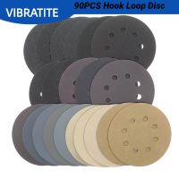 ♨ 90 Pieces 5 Inch Sanding Discs Wet Dry Hook and Loop 240-3000 Grit 8 Holes Orbital Sander Paper 125mm Car Flocking Sandpaper