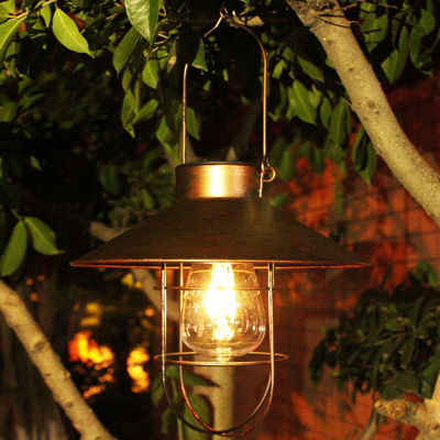 R โคมไฟเหล็กพลังงานแสงอาทิตย์แขวนโคมไฟกันน้ำ Night Light แบบพกพากลางแจ้งแขวนเต็นท์ LED โคมระย้า Light Gardens