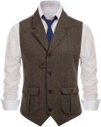 Herbone Men s Vests Casual Suit Vest Notch Lapel With Two Pockets Herbone