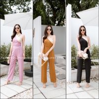 V58ชุดกางเกง จัมพ์สูทขายาว Jumpsuit คอไขว้ สวย น่ารัก เซ็กซี่นิดๆ