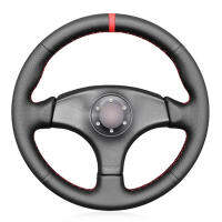 Black PU Faux Leather Red Marker Hand-stitched Car Steering Wheel Cover For Honda Integra Type R DC2 1996 1997 1998