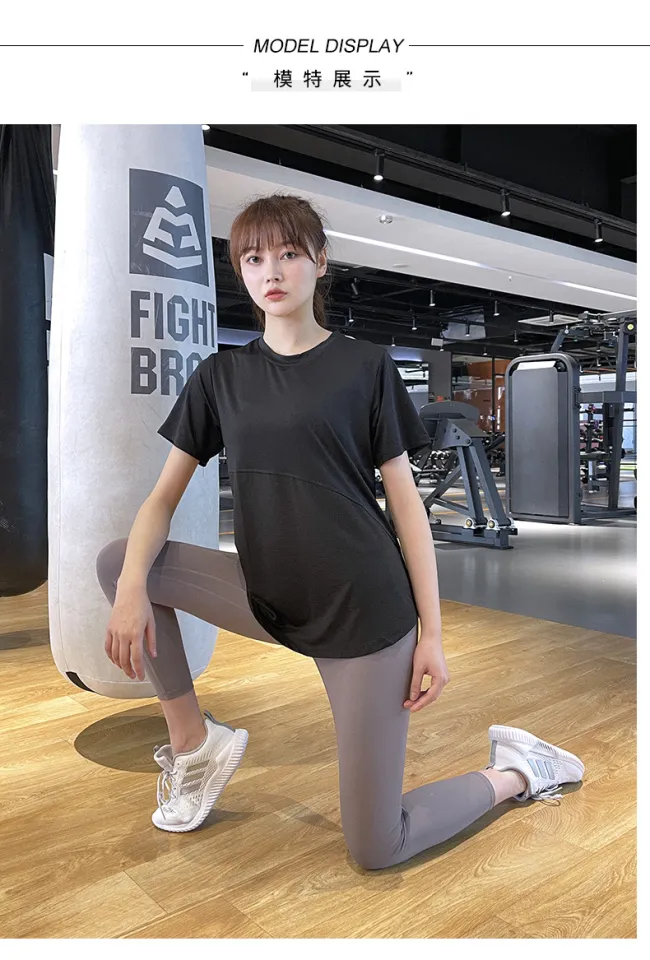 SplicedAnnie-Sport Sport T Shirt Women Plus Size Korea Style Quick-drying Yoga  Top Summer Loose Slimming Breathable Elastic Blouse Casual Sport Wear Women  Short-sleeved Sport Shirt for Women