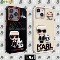 3D แฟชั่น Karl และ Cat เคสโทรศัพท์สำหรับ Apple IPhone 13 12 11 Pro X XS Max XR 7 8 Plus Soft ซิลิโคน TPU Anti-Drop ป้องกันปกหลังโทรศัพท์มือถือกรณีสีดำสีขาว