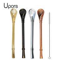 ஐ▫ UPORS 4pcs Yerba Mate Straw Filter 1 Brush Reusable 304 Stainless Steel Bombilla Drinking Straw Metal Tea Tools Bar Accessories