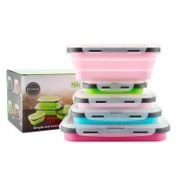 Silicone Eco Collapsible Lunch Box Portable Folding Food Storage Containers Household Camping Rectangle Outdoor Food box set 1