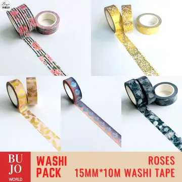15mm*10m Gold Foil Washi Tape Silver/Gold/Copper/Rose/Green Color Japanese  Kawaii DIY Scrapbooking Tools Masking Tape