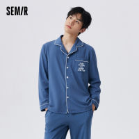 ชุดนอน Semir สำหรับผู้ชายและผู้หญิงสูทแขนยาวเสื้อใส่อยู่บ้านคู่รักผ้าฝ้ายฤดูใบไม้ผลิ2022เสื้อผ้าลำลองผู้ชายใหม่