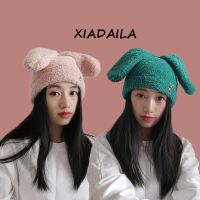 【YD】 2023 cap hat ears colored wool Knitted skiing Big Korean y2k Lambhair cute