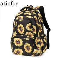 atinfor Brand Sunflower Printing Women Backpack Girls Reflective Strip School Backpacks Laptop Backpacks College Floral Bookbag