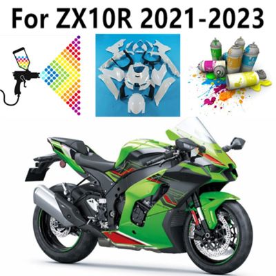 ชุดแฟริ่งเต็มรถจักรยานยนต์สำหรับ ZX10RR ZX10R ZX 10R 2021 2022 2023สีเขียวลายทางลายตารางสีดำลายขวาง Cowling