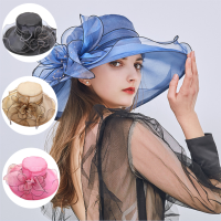 Bridal Church Brim Wide Summer Foldable Women Organza