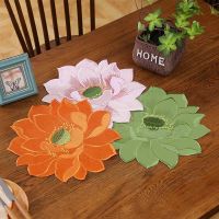 New Europe Garden Lotus Dish Mats Dinner Mats Coasters Heat Insulation Mats Embroidered Fabrics Balcony Hotels Christmas Easter