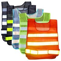 Traffic Cleaning Highways Sanitation Reflective Safety Clothing Adjustable Waist Size Breathable Mesh Reflective Warning Vest