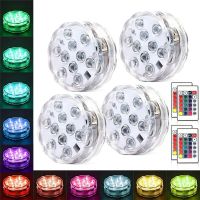 10leds RGB Submersible LED Lights Underwater Night Light Outdoor Swimming Pool Light Tea Light Vase Pond Party Wedding Decor Night Lights