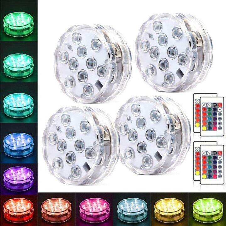 10แอลอีดีอาร์จีบีไฟ-led-ใต้น้ำใต้น้ำไฟกลางคืนกลางแจ้งสระว่ายน้ำแสงแสงสีชาแจกันบ่อตกแต่งงานปาร์ตี้งานแต่งงาน