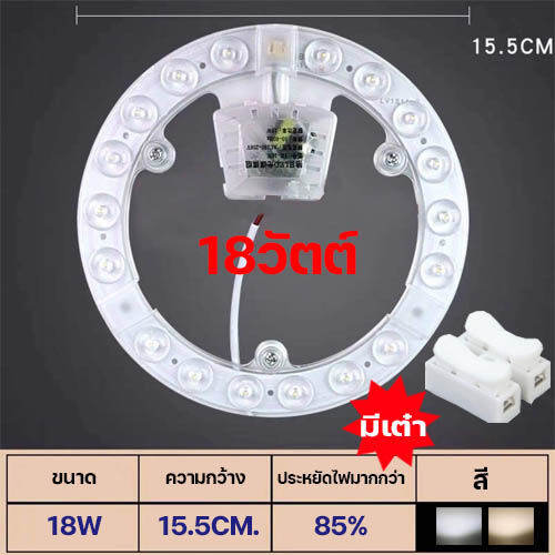 แผงไฟแม่เหล็ก-แผ่นชิปเพดาน-ไฟเพดาน-วงจรแอลอีดีกลม-led-18w-แสงขาว-แสงวอร์ม