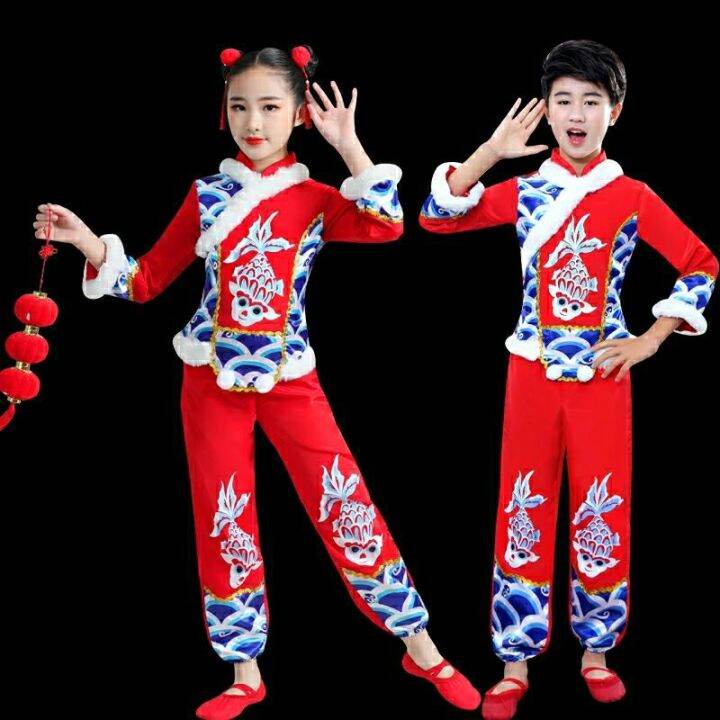 Tongxin Drum Rhyme เสื้อผ้า Yangko สำหรับเด็กเริ่มต้นได้ดีการแสดงกลอง