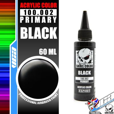 SKULL COLOR 100.002 BLACK ACRYLIC COLOR 60ML PRIMARY PAINT สีอะครีลิกสำหรับพลาสติก โมเดล VCA GUNDAM
