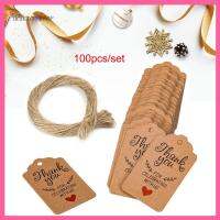 UOIGXO SHOP 100pcs(with 20m rope) สีขาว ป้ายชื่อสวน อุปกรณ์จัดงานแต่งงาน กลม ป้ายขอบคุณ สุขสันต์วันคริสต์มาส แฮงค์แท็ก แท็กกระดาษคราฟท์