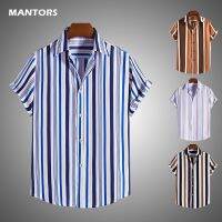 Summer Mens Short Sleeve Striped Shirts 2022 Fashion Print Shirt Mens Blouses Streetwear Brand Loose Casual Shirt Tops Men