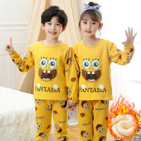 Kids Cotton Pajamas Sets Children Cartoon Long Sleeve Thermal Underwear For Boys Girls Qiu Yi Long Trousers Suit Home Sleepwear