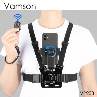 【ขาย】 Vamson สายรัดหน้าอกหมุนโทรศัพท์เมาสำหรับ Iphone สมาร์ทโฟนเข็มขัดร่างกายเทียม H Older สำหรับ Gopro ฮีโร่10 9 8 Insta360 Dji กล้อง