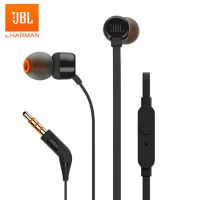 [Feida Digital Store] JBL TUNE 110 3.5มม. หูฟังแบบมีสาย T110สเตอริโอเพลงลึกเบสหูฟังกีฬาชุดหูฟังในการควบคุมสายแฮนด์ฟรีพร้อมไมโครโฟน