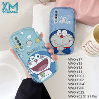 YiaMia เคสโทรศัพท์การ์ตูนน่ารักแฟชั่นลายโดราเอมอน Hello Kitty Pacha Dog โปร่งใสสำหรับ VIVO Y17 Y15 Y12 Y11 1901 1902 1904 Y02S 4G S1 Y02 S1โปรเคส S12 HP TPU นุ่มกันกระแทกฝาหลัง