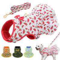 Cute Printed Chihuahua Dog Cat Harness Leash Set Summer s Puppy Clothes Dress Small Dog Vest For Pug Yorkie French Bulldog