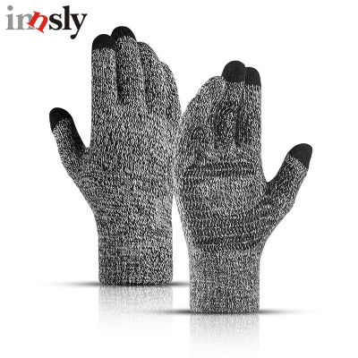 Winter Mens Knitted Gloves Touch Screen Anti-skid Solid Business Driving Cycling Full Finger Non-slip Gloves