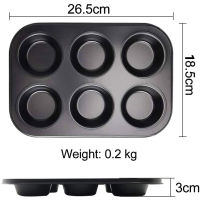 6 Holes Nonstick Baking Pan Carbon Steel Muffin Cup Pan Mold Biscuit Baking Sheet Muffin Tray Diy Cupcake Pan Baking Supplies