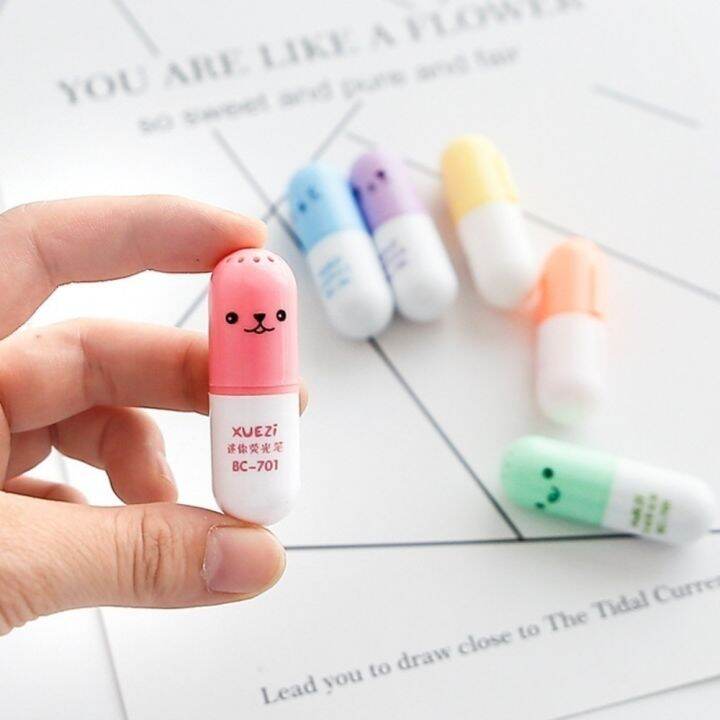 creative-highlighter-6-color-sets-cute-cartoon-style-marker-pen-color-marker-mini-highlighter-children-student-stationery