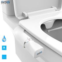 SOOSI Bidet Ultra-Slim Toilet Seat Attachment Dual Nozzle Bidet Adjustable Water Pressure Non-Electric Ass Sprayer