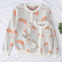 Autumn Family Matching Clothes Cartoon Dog Pattern Cardigan Sweaters Mother Daughter Baby Girls Sweater Parent-child Outfits