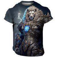 Funny 3D Lion Print T Shirt For Men Fashion Trend Animal Graphic T-Shirts Summer Quick Dry Sports Tops Leisure O-neck Loose Tees