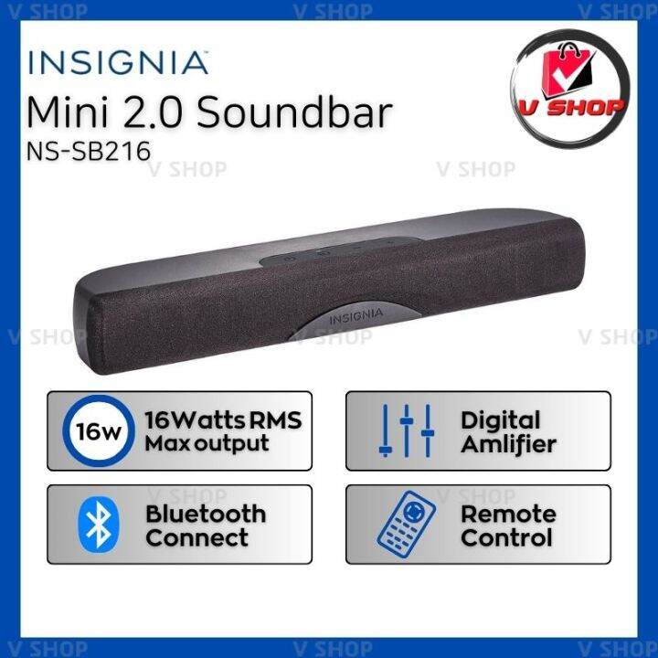 INSIGNIA Mini 2.0 Soundbar with Digital Amplifier/16Watts RMS/Bluetooth