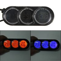 12V-24V 3 in 1 Auto Car LCD Digital Inside Outside Clock Temperature Gauge